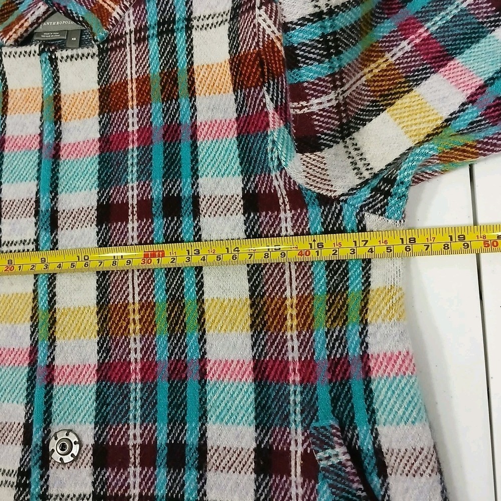 Anthropologie Rosetta Cropped Plaid Knit Jacket Blazer Boho Whimsigoth XS - Picture 7 of 14